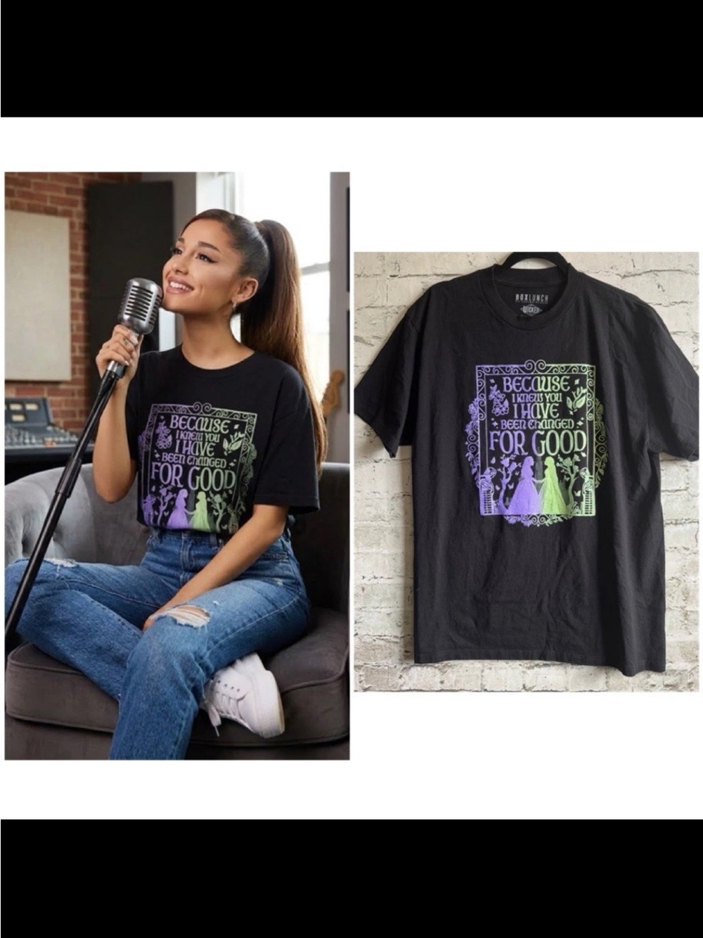 Wicked Box Lunch Black “Because I Knew You” Graphic Tee T-Shirt